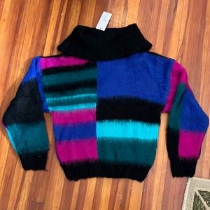 NWT 🌹 Colorblock Boxy Turtleneck Cozy Sweater S